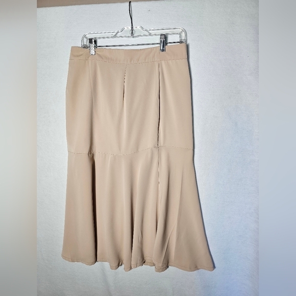 Favlux Khaki Polyester Skirt Mermaid Cut Women's Size Large NWOT - Picture 6 of 8